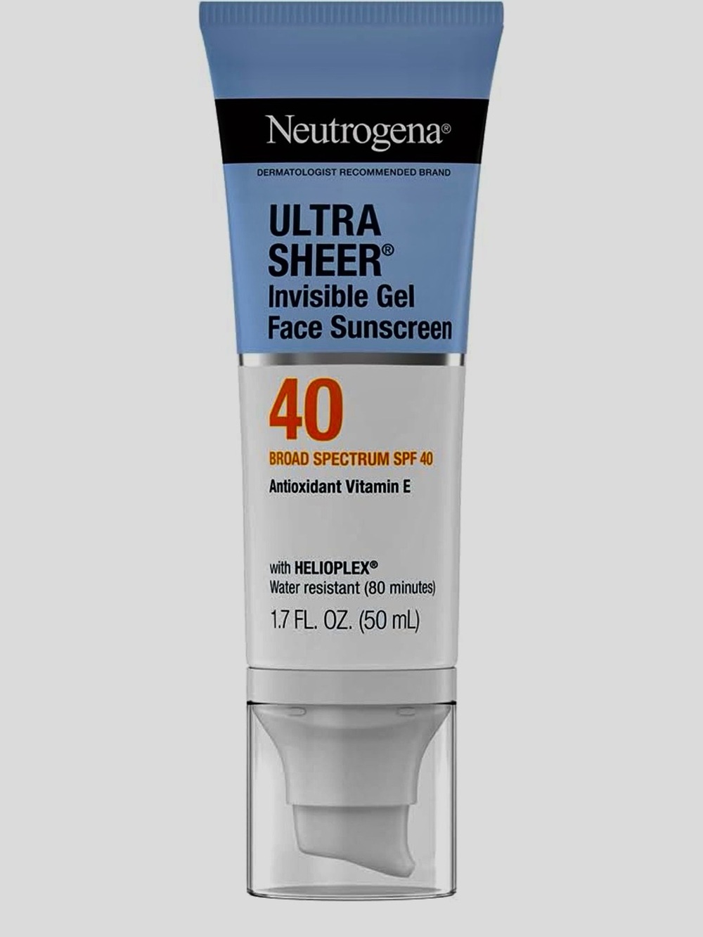 Neutrogena Ultra Sheer Invisible Gel Face Sunscreen SPF 40 - Blue/White/Orange